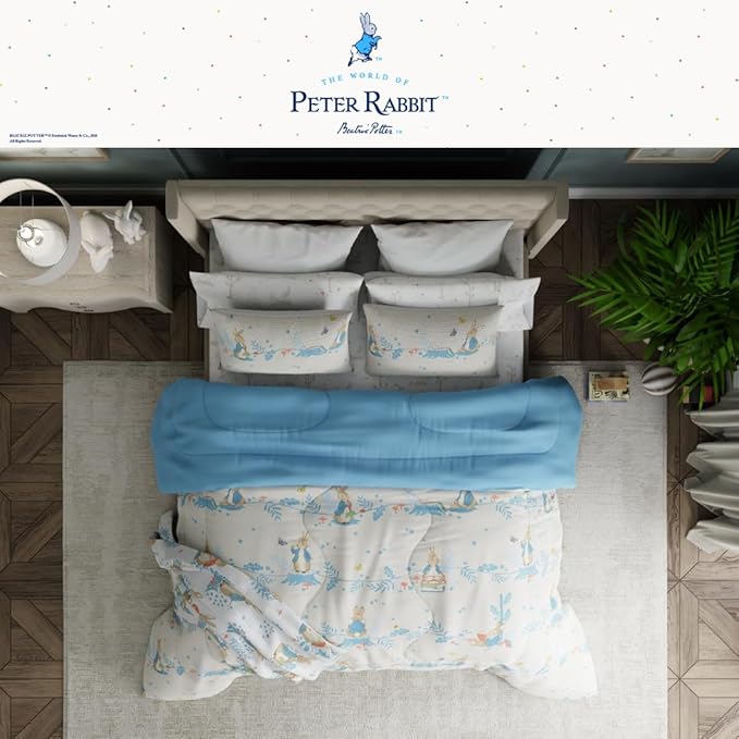 Peter Rabbit Easter Kids Bedding Super Soft & Cozy Reversible Microfiber Comforter and Sheet Set with Sham, 7 Piece Full Size, (Officially Licensed Product) by Franco