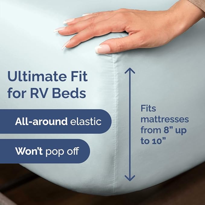 Short Queen RV Size 4 Piece Sheet Set - Comfy Breathable & Cooling Bed Sheets Set - Hotel Luxury Bedding for Women, Men, Kids, Teens, Boys & Girls - Deep Pockets & Wrinkle Free - Oeko-Tex - Ice Blue