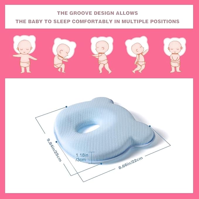 Baby Infant Support Cushion,Cute Cartoon Bear Soft and Cozy Pillow, Breathable Bedding Set for Infants (not Pillow)
