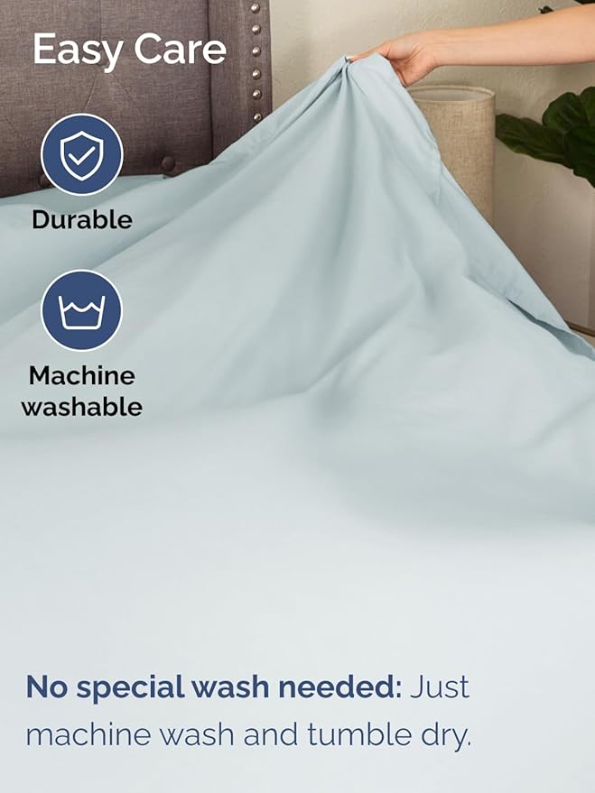 Extra Deep Split King Sheet Set - 7 Piece Breathable and Cooling Sheets - Hotel Luxury Bedding for Women, Men, Kids & Teens - Easy & Secure Fit - Soft and Wrinkle Free - Extra Deep Pockets - Ice Blue