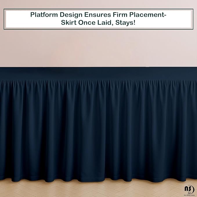 Premium Microfiber Full Ruffled Bed Skirt, 8” Drop with Split Corners, Soft Wrinkle Free Bedskirt with Platform, Solid Navy Blue Dust Ruffle for 54" x 75" Mattress