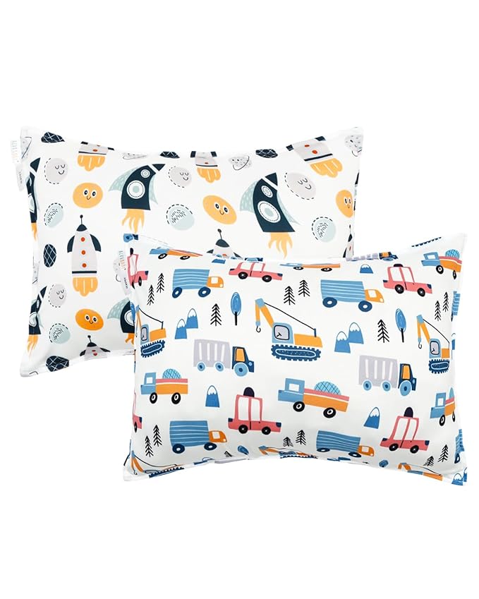 ALVABABY Toddler Pillowcases Stretchy Soft Kids Pillow Cover 2 Pack Fit 13"x 18" or 12"x16" Envelope for Girl Boy Sleepy Travel 2TPE22A