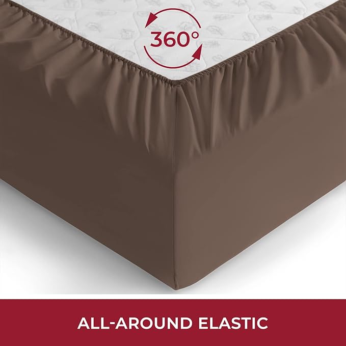 Mellanni California King Fitted Sheet - Iconic Collection Bedding Sheets with up to 16 inch Deep Pocket - Soft & Cooling - Fade & Stain Resistant - 1 PC (Cal King, Dark Taupe)