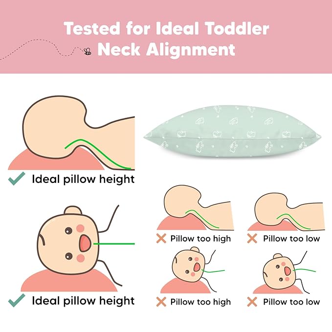 KeaBabies 2-Pack Toddler Pillows 2 Year Old to 5-13x18 Soft Organic Cotton Kids Pillow for Sleeping, Travel, School, Daycare, Nap, Toddler Bed, Machine Washable, Without Pillowcase (Bunnies)