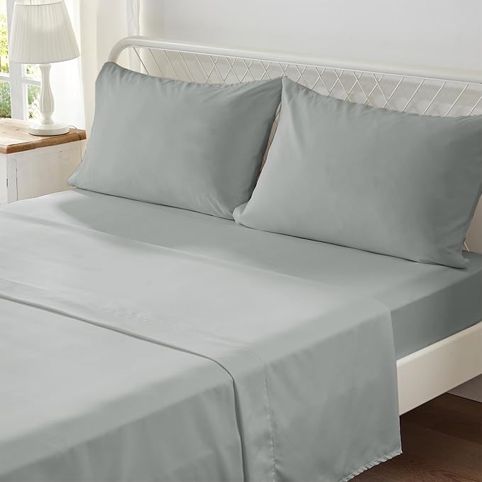 Zzlpp King Comforter Set, 7 Pieces, Grey Seersucker Bed in a Bag with Comforter, Pillow Shams, Pillowcases, Flat Sheet, Fitted Sheet