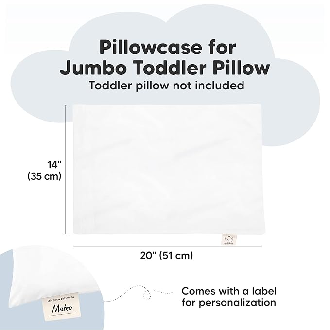 KeaBabies Toddler Pillowcase 14x20 - Organic Cotton Jumbo Toddler Pillowcase for Kids,Boys,Girls,Soft & Durable Cotton Cover for Miniature Sleepy Pillows,Cute Colors,Pillow Sold Separately(Soft White)