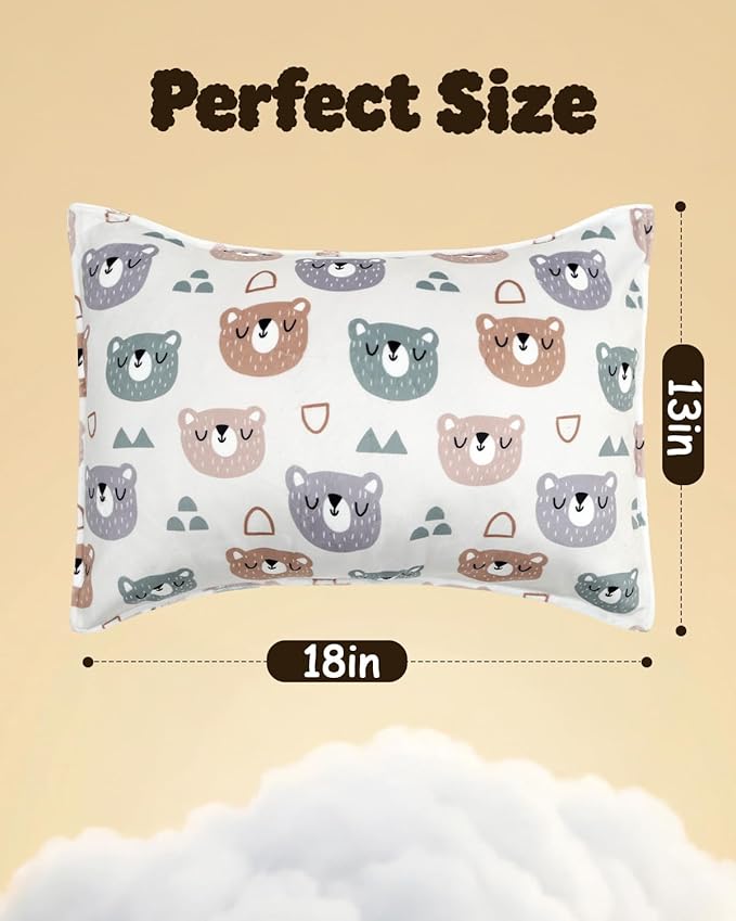 ALVABABY Toddler Pillowcase Kids Pillow Cover Polyester Bean Velvet Soft Warm 2 Pack Fit 13"x 18" or 12"x16" Envelope for Girl Boy Sleepy Travel 2TPMT01A