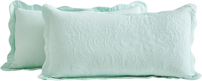 Oversized King Bedspread, Ultrasonic Lightweight Bedding Cover, Paisley Pattern, Reversible, 5 Piece, 100% Microfiber, Skylight