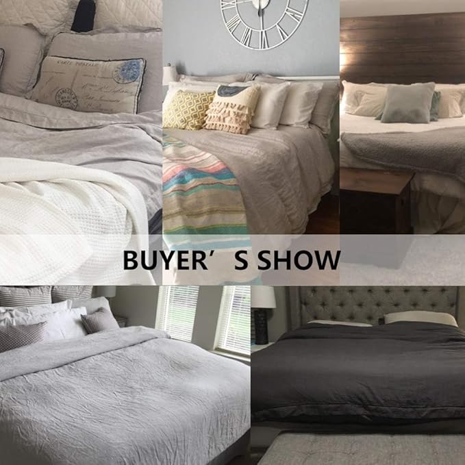 Simple&Opulence 100% Washed Linen Duvet Cover with Embroidered, 3 Pieces Soft Farmhouse Comforter Set with Button Closure,1 Duvet Cover and 2 Pillowshams(Queen,Purple)