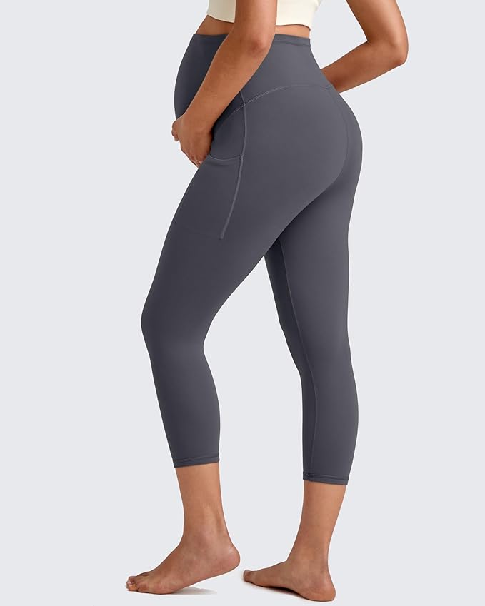G4Free BareFeel Maternity Leggings with Pockets Over The Belly Stretchy Workout Yoga Pregnancy Pants