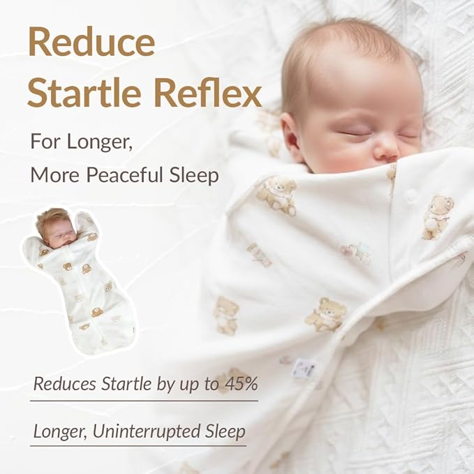 Newborn Swaddle Sack, IHDI Certified, Calms Startle Reflex, 100% Cotton Wearable Blanket, Newborn Essentials