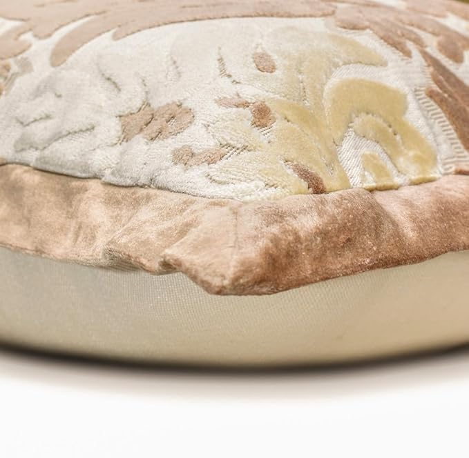The HomeCentric King/Queen/Twin Beige Luxury Full 68"x18" Bed Runner with One Pillow Cover, Damask Bed Scarf on Velvet Fabric - Emmeline