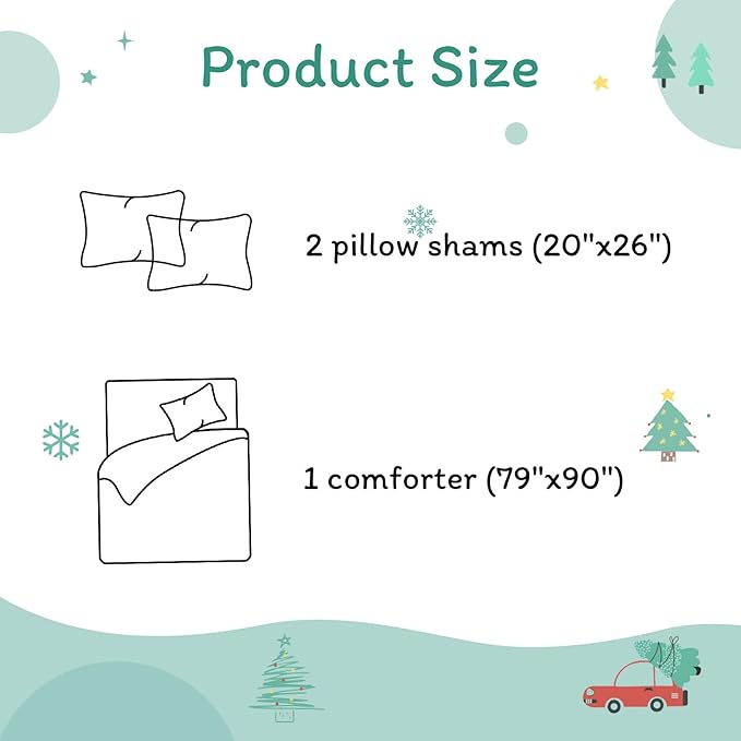 JSD Cars Kids Comforter Set Full Size, 3 Piece Soft Lightweight Printed Microfiber Beddings Machine Washable Oeko-Tex Certified