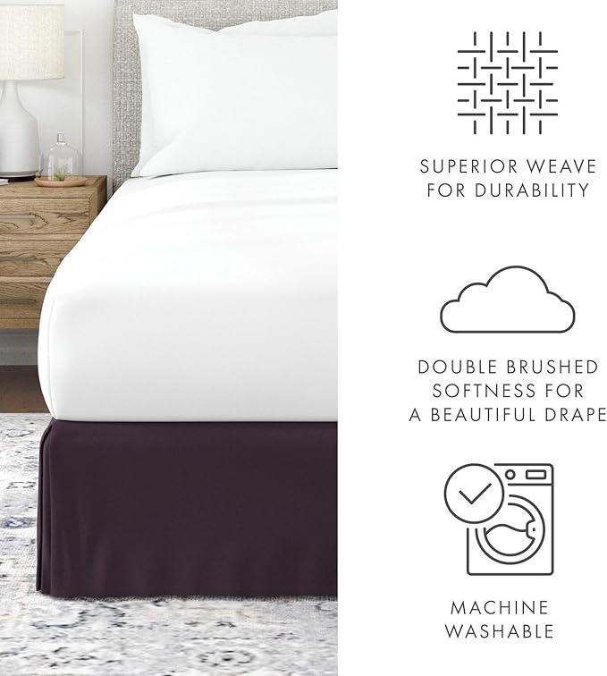 Linen Market Bed Skirt - Ultra Soft Microfiber - Easy Fit with 14 Inch Tailored Drop - Hotel Quality, Shrinkage & Fade Resistant - Bed Cover - Full Size Bed Skirts - Bedroom Décor - (Full, Purple)