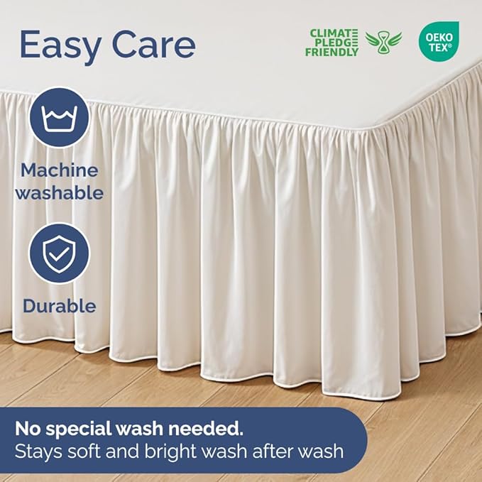 Bedskirt Queen Size Ruffle - 12 inch Drop Dust Ruffle Bed Skirt with Platform - Ultra-Soft, Easy Fit, Premium Hotel Quality - Wrinkle, Fade & Shrink Resistant - for Women, Men, Kids and Teens - White