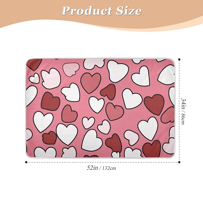Waterproof Bed Pad Reusable Changing Pad Toddler Mattress Protector Large Pee Pad Baby Diaper Pad Soft Washable Liner Pink Love01