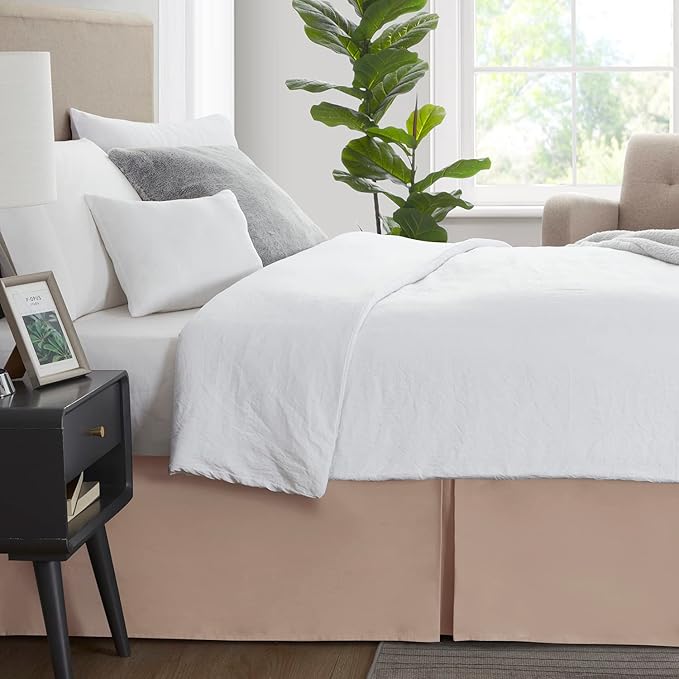 Nestl Taupe Twin XL Bed Skirt - Twin XL Size Bed Skirt 14 Inch Drop - Brushed Microfiber Bed Skirts - Hotel Quality Pleated Bed Skirt - Shrinkage & Fade Resistant