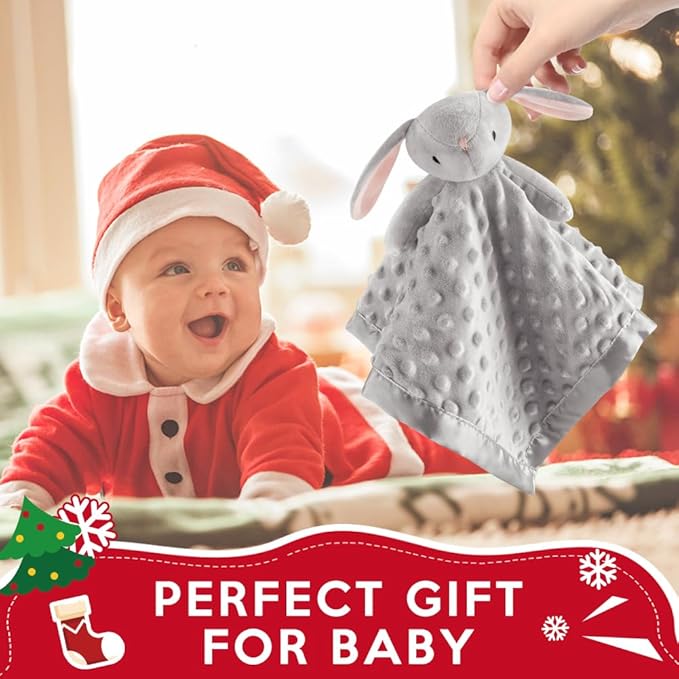 Pro Goleem Loveys for Babies - Soft Security Blanket Baby Snuggle Toy Newborn Stuffed Animals Baby Gifts for Boys and Girls, Grey Bunny 16 Inch