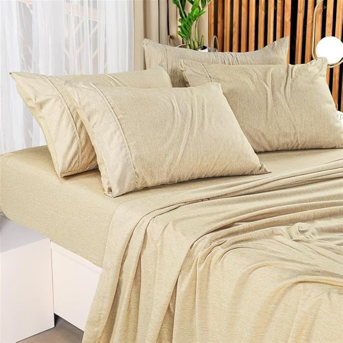 Utopia Bedding Full Sheet Set – 4 Piece Bed Sheets for Cal King Size Bed, Soft and Breathable Microfiber, Includes 1 Fitted Sheet, 1 Flat Sheet and 2 Pillowcases (Heather Beige)