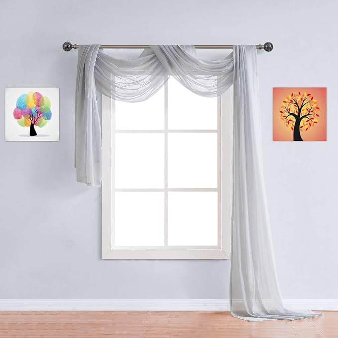 Warm Home Designs Grey Silver Bed Canopy Curtains in 55 x 360 Inch Size. Our King Canopy Bed Curtains Work Great as Kids Canopy, Bed Scarf, Bed Curtain or to Enhance Bed Decor. BC Silver 360"