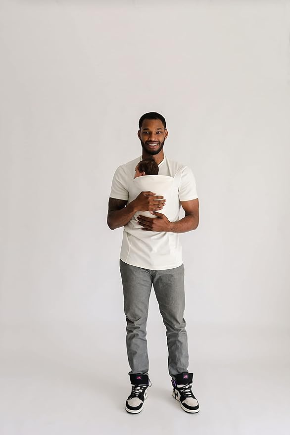 Lalabu The Dad Shirt | Hands-Free Baby Carrier for Dad with Kangaroo Pouch | Engineered for Bonding, Safety, & Comfort for Newborns Up to 15 Lbs. | CPSC Compliant - Natural - Medium