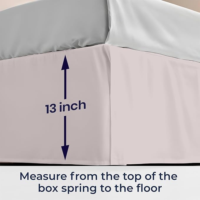 SGI bedding 13 inch Drop Bed Skirt King Size - Platform Style with Secure Fit, Classic Tailored Look, Elegant Pleated Style Dust Ruffle, Split Corners, Wrinkle Resistant Microfiber - Warm Grey