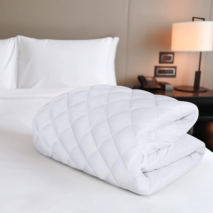 Utopia Bedding Quilted Fitted Mattress Pad, Full XL Size, Elastic Fitted Mattress Topper Protector and Cover with Deep Pocket Stretches up to 16 Inches, Machine Washable (White)