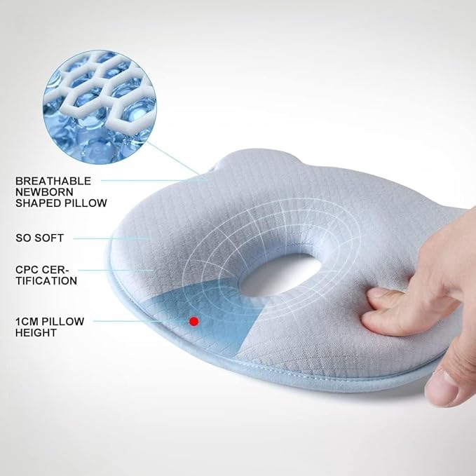 Memory Foam Travel Pillow, Cozy andsoft, Cotton Velvet Cover for Kids Boy Girls, Nap Time, Cute Bear Portable Pillow, Pillow Neck Support Head Support car seat (Mint)