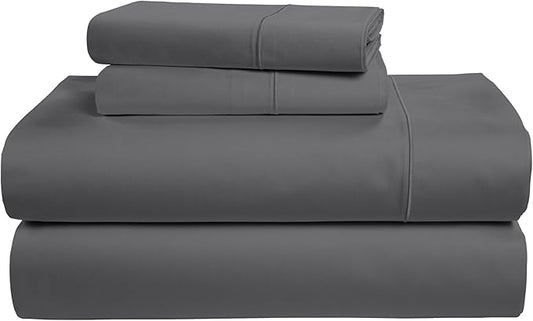 LANE LINEN 100% Egyptian Cotton King Sheets Set, Soft & Comfy Sateen Weave No Pill Mercerized Cotton Sheets King, Fully Elasticized Reinforced French Seam Fitted King Bed Sheets – Charcoal Gray
