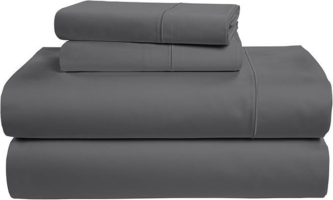 LANE LINEN 100% Egyptian Cotton Luxury Bedding Queen Sheet Set, Fade Resistant, No Pill, Naturally Cooling, Soft & Comfy Silky Smotth Sateen Weave Sheets - Charcoal Gray