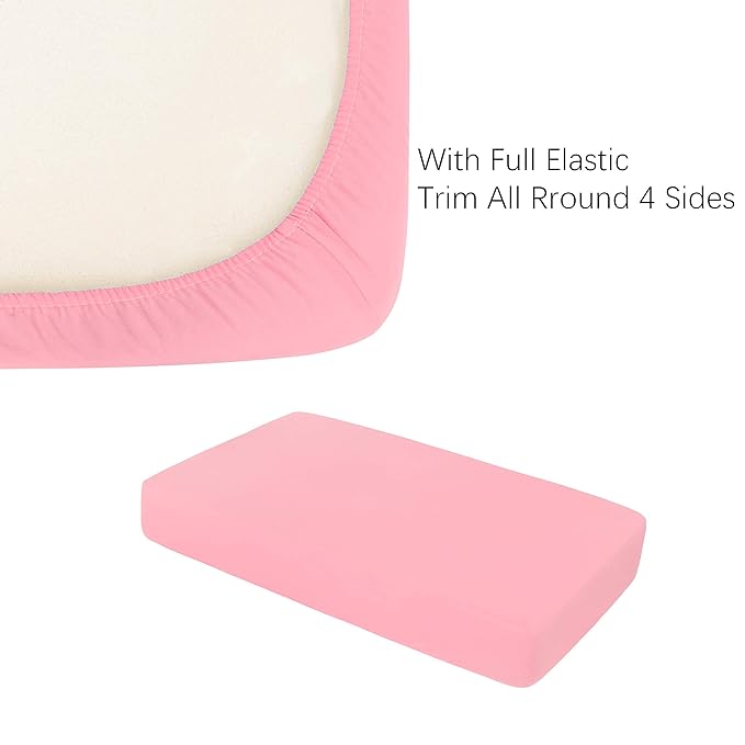NTBAY 2 Pack 100% Brushed Microfiber Fitted Crib Sheet, Super Soft and Cozy 28x52 Crib Sheet for Standard Crib and Toddler Mattresses, Boys, Girls, Unisex, Pink, 28x52 Inches