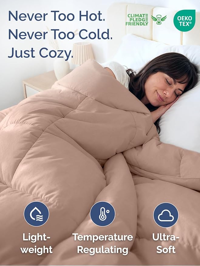 King Size, Mauve Alternative Down Comforter - Warm, Lightweight & Breathable Hotel Quality Bedding Set for Men, Women, Kids and Teens - All Season Oversized Cooling Microfiber Duvet Insert Comforter