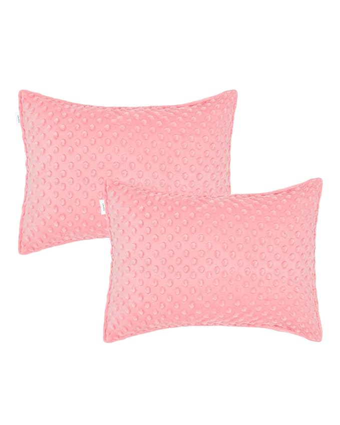 ALVABABY Toddler Pillowcase Kids Pillow Cover Polyester Bean Velvet Soft Warm 2 Pack Fit 13"x 18" or 12"x16" Envelope for Girl Boy Sleepy Travel Pink 2TPD01A