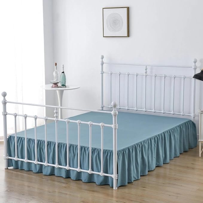Bed Skirt Queen Size Ruffled Bed Skirt with Split Corners, 12 Inch Drop Dust Ruffle Bed Skirts with Platform, 12''Queen