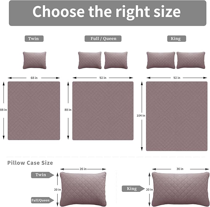 Easy-Going Twin Size Reversible Quilt Set with 1 Quilt and 1 Pillow Sham, Soft Bed Quilt Cover, Water Resistant Lightweight Microfiber Bedspread, Stain Resistant, Pink/Beige