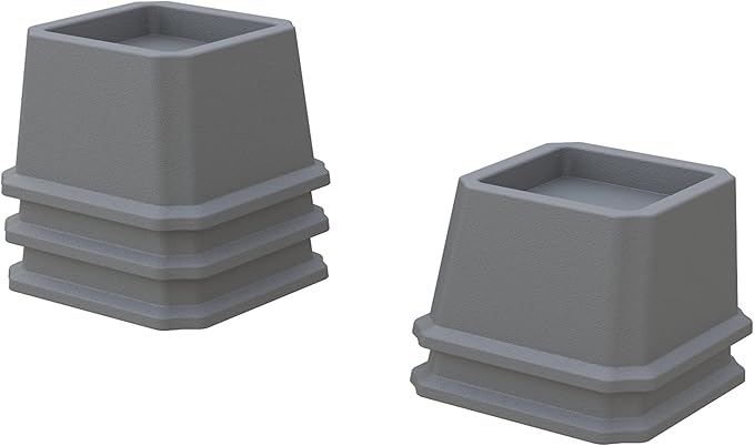 Bed Risers 2 Inch Heavy Duty Bed Elevators, Set of 6 Lifts Up 2000 lbs Furniture Riser for Sofa and Table, Gray