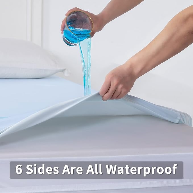 JET'S HOME Twin Zippered Mattress Encasement - 6 Sided Waterproof Mattress Protector with Zipper - Machine Washable Mattress Cover Fits 10-15 Inches