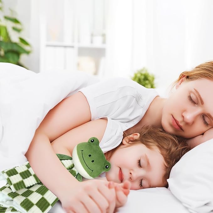 Baby Lovey Blanket for Boys Girls Super Soft Checkerboard Gingham with Minky Dot Fabric Backing Frog Stuffed Animal Lovely Snuggle Toy Green 14 Inch