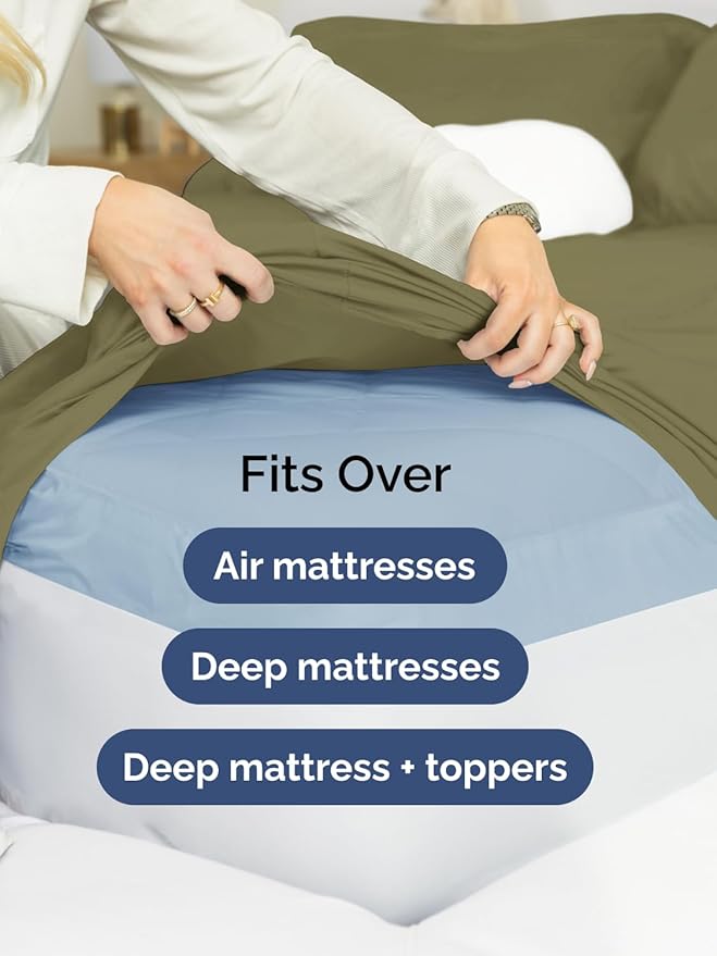 Extra Deep Twin XL Sheet Set - 4 Piece Breathable and Cooling Sheets - Hotel Luxury Bedding for Women, Men, Kids & Teens - Easy & Secure Fit - Soft and Wrinkle Free - Extra Deep Pockets - Sage Green