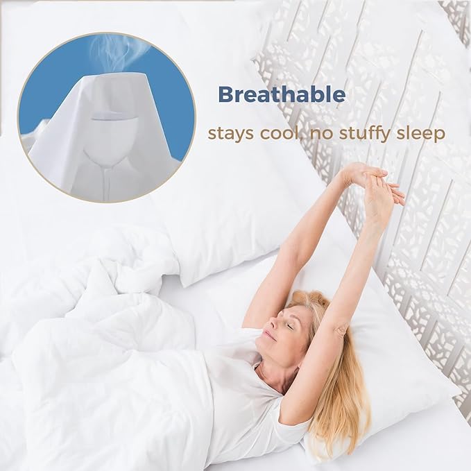 Queen Mattress Protector Zippered-6-Side Waterproof Queen Size Mattress Encasement-9 Inches Deep-Wrapping Box Spring Cover Low Profile
