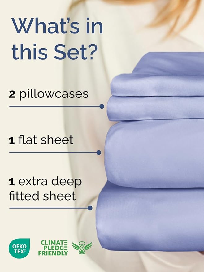 Extra Deep Twin XL Sheet Set - 4 Piece Breathable and Cooling Sheets - Hotel Luxury Bedding for Women, Men, Kids & Teens - Easy Secure Fit - Soft, Wrinkle Free & Comfy - Extra Deep Pockets - Lavender