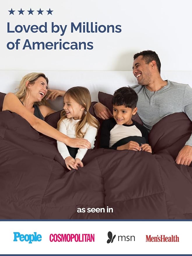 Queen Size, Brown/Beige Alternative Down Comforter - Warm, Lightweight & Breathable Hotel Quality Bedding for Men, Women, Kids & Teens - All Season Oversized Cooling Microfiber Duvet Insert Comforter