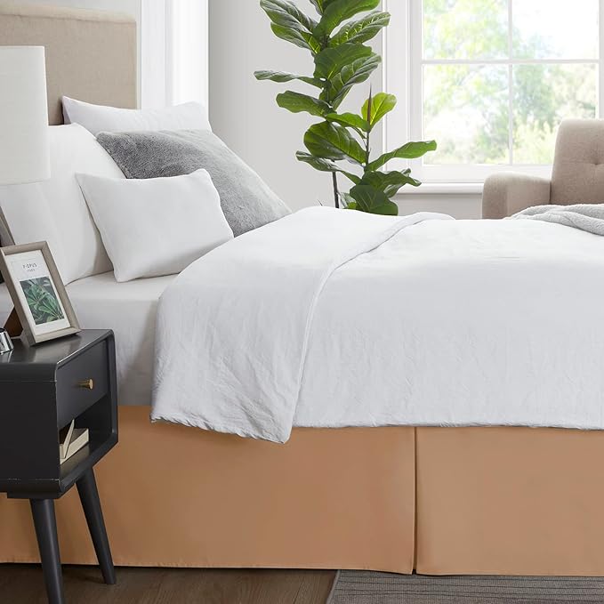 Nestl Light Brown Twin XL Bed Skirt - Twin XL Size Bed Skirt 14 Inch Drop - Brushed Microfiber Bed Skirts - Hotel Quality Pleated Bed Skirt - Shrinkage & Fade Resistant