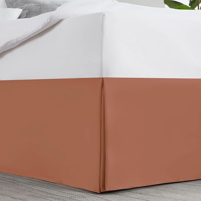 Nestl Rust Twin XL Bed Skirt - Twin XL Size Bed Skirt 14 Inch Drop - Brushed Microfiber Bed Skirts - Hotel Quality Pleated Bed Skirt - Shrinkage & Fade Resistant