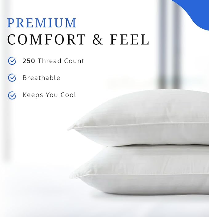 Covers & All Down Alternative Pillows Queen Size Set of 2, Luxury Soft Hotel Pillows for Sleeping, Breathable & Machine Washable, for Side, Back & Stomach Sleepers, 36" L x 20" W