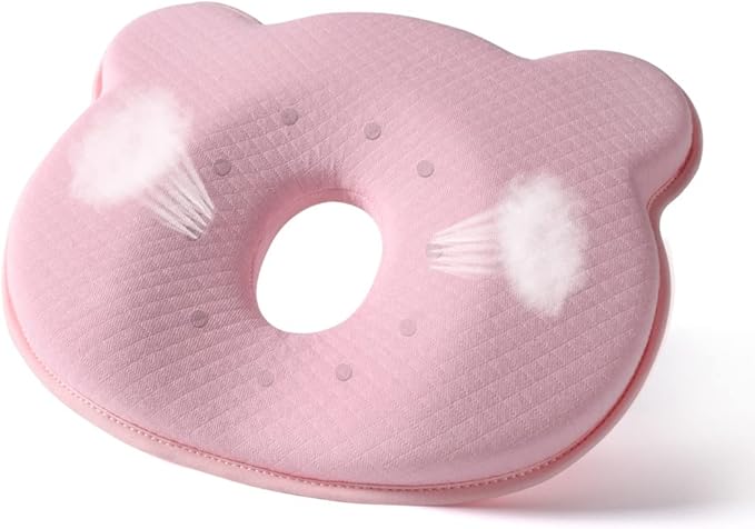 BIKBOK New Memory Foam Soft and Cozy Pillow Head Neck Support Pillow for Car Seat Breathable Bedding Set (Pink)