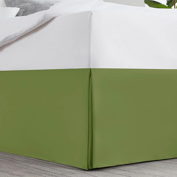 Nestl Calla Green Twin XL Bed Skirt - Twin XL Size Bed Skirt 14 Inch Drop - Brushed Microfiber Bed Skirts - Hotel Quality Pleated Bed Skirt - Shrinkage & Fade Resistant