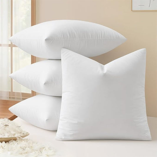 MIULEE Pack of 4 20x20 Pillow Inserts, Premium Feather and Down Decorative Throw Pillows, Fluffy and Choppable, Cotton Fabric for Sofa Bed Couch