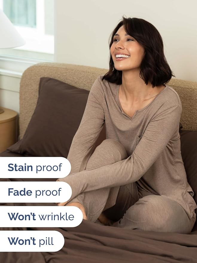 Extra Deep Twin Sheet Set - 4 Piece Breathable and Cooling Sheets - Hotel Luxury Bedding for Women, Men, Kids & Teens - Easy & Secure Fit - Soft, Wrinkle Free and Comfy - Extra Deep Pockets - Brown