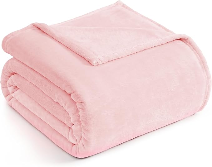 Casa Platino Fleece Blanket Queen Size – 300 GSM Pink Fleece Throw for Bed or Couch – Soft Cozy Warm Holiday Bed Blanket for Winter, Fuzzy Plush Elegant Gifts for Men & Women - 90x90 Inch